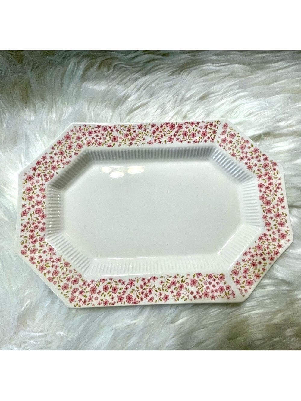 Independence Ironstone Platter Ceramic Floral Pink & White Vintage - Picture 1 of 6